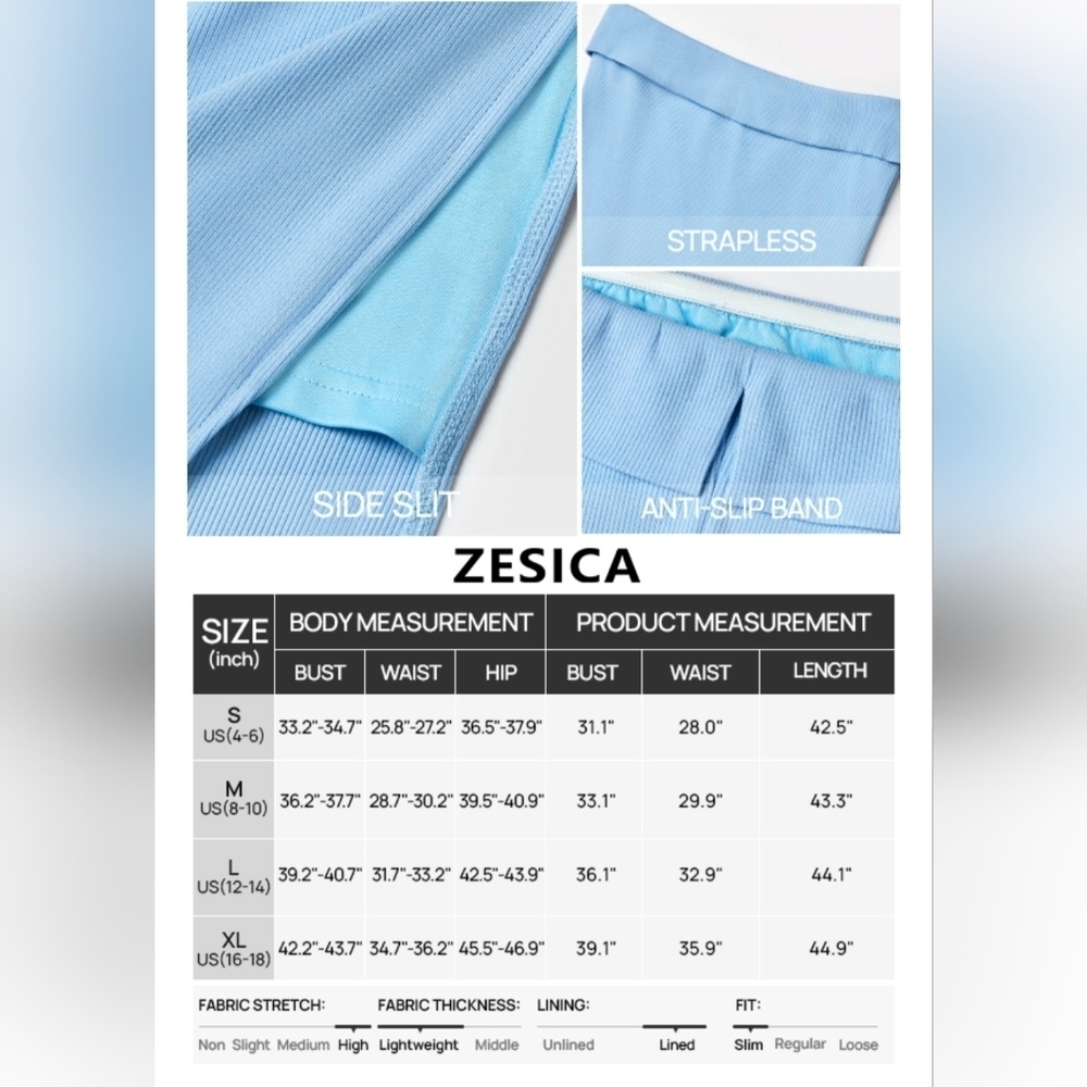 ZESICA Summer Strapless Bodycon Midi Dress #859 - Picture 12 of 12